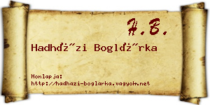 Hadházi Boglárka névjegykártya